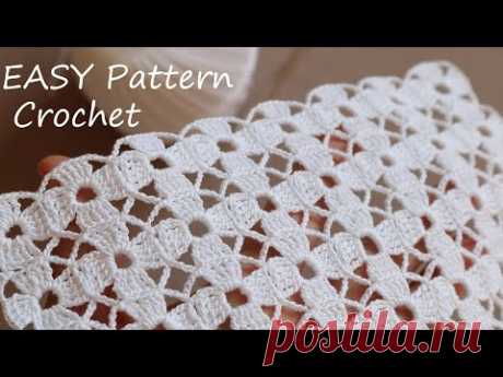 ФАВОРИТ УЗОРОВ без отрыва нити! Очень ЛЕГКОЕ ВЯЗАНИЕ КРЮЧКОМ ))  EASY Pattern Crochet for beginners