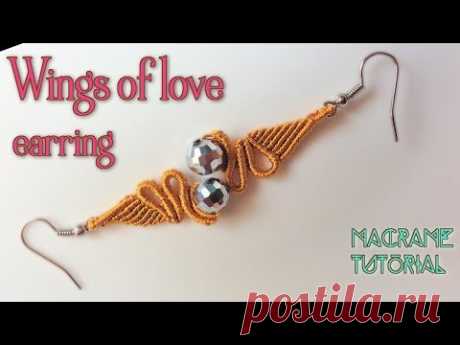 Macrame tutorial:  Earring wings of love pattern - step by step guide