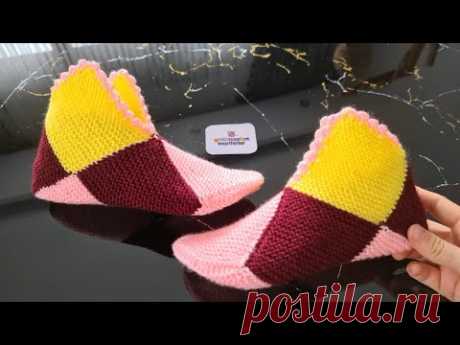Новая модель носков для кроссвордов (вязание женских тапочек)