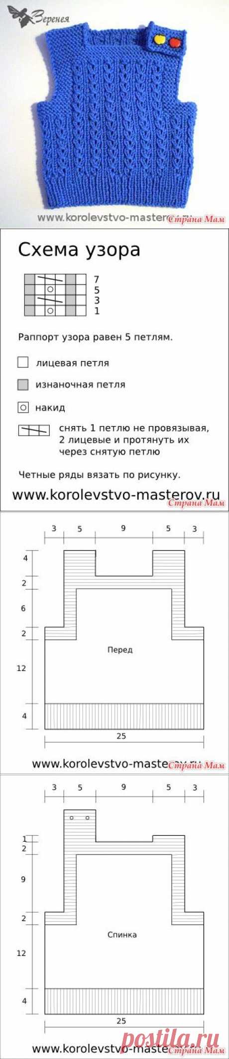 ИДЕЯ  ДЛЯ  КРЮЧКА  Детская жилетка спицами.