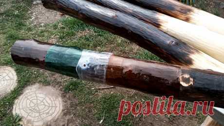 Защита деревянных столбов ПЭТ бутылками за копейки