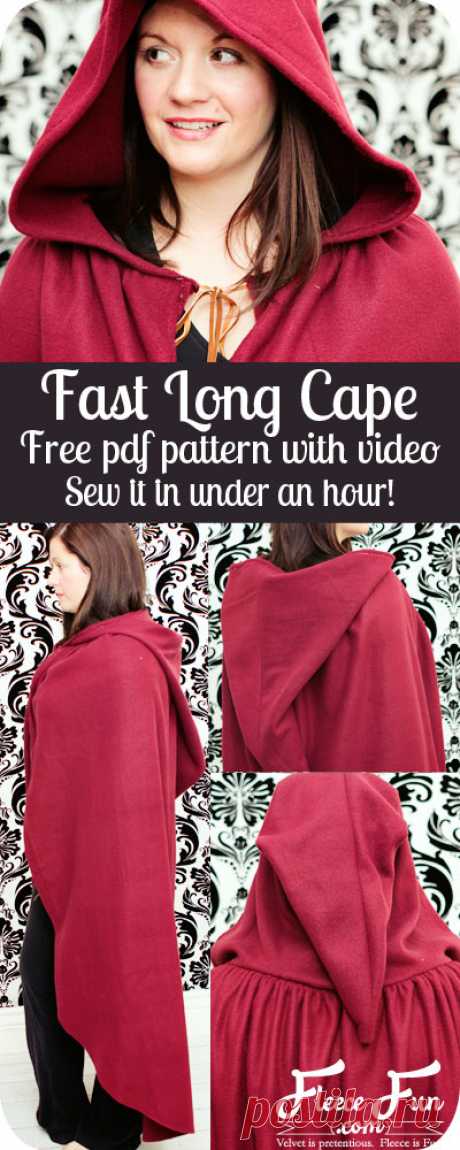 Fast hooded cape free pattern and tutorial ♥ Fleece Fun
