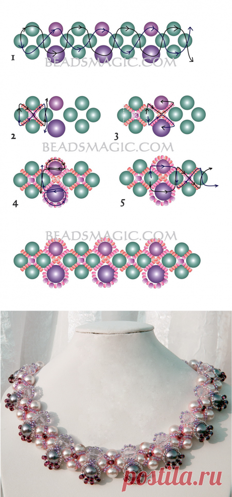 Free pattern for necklace Katherine | Beads Magic | Perles | Patterns, Necklaces and Beads