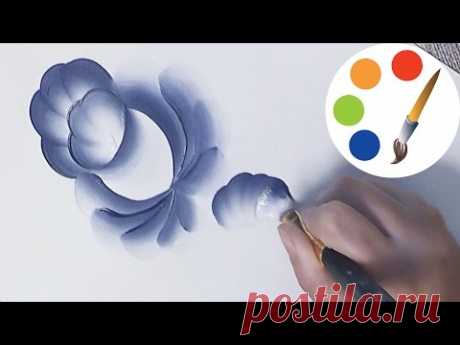 Gzhel, Painting the blue flower step by step, irishkalia