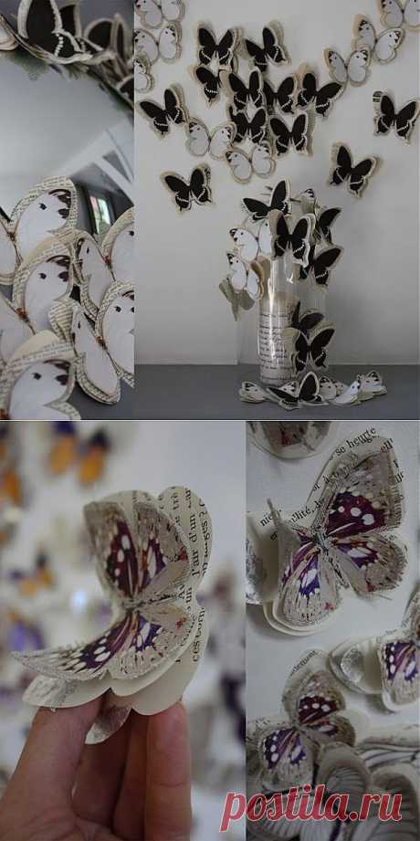 Декор из бабочек на стене / Бумага и карандаши (скрапбукинг, оригами, и т.д.) /