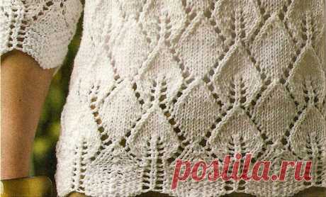 Вязание крючком и спицами - Пуловер узором листики