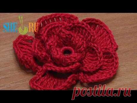 ▶ Crochet Rose Flower Tutorial 20 - YouTube