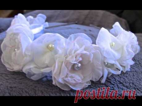 Rosas de organza e miolo com perolas passo a passo