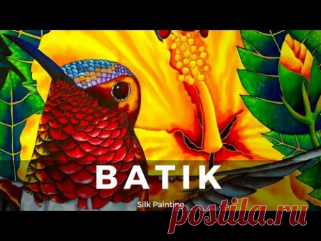 BATIK SILK PAINTING WITH JEAN-BAPTISTE - FINE ART -  HUMMINGBIRD