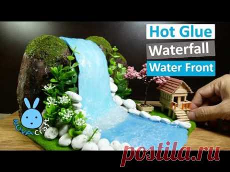 (1) Awesome Hot Glue DIY Life Hacks for Crafting Art #003 Hot Glue Waterfall Popsicle stick Dollhouse - YouTube