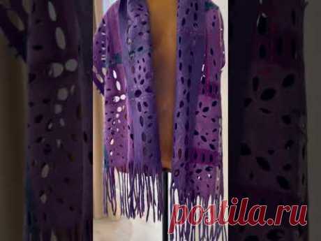 Scarf with Tassels, Designer Evening Shawl, Felted Wool Scarf