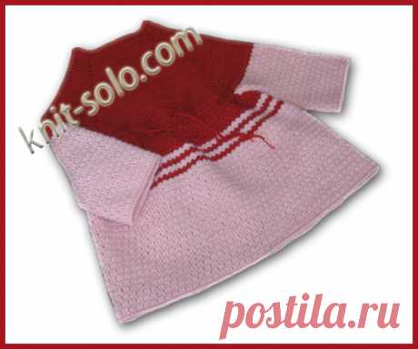 Вязаное крючком теплое платье для девочки - knit-solo.com