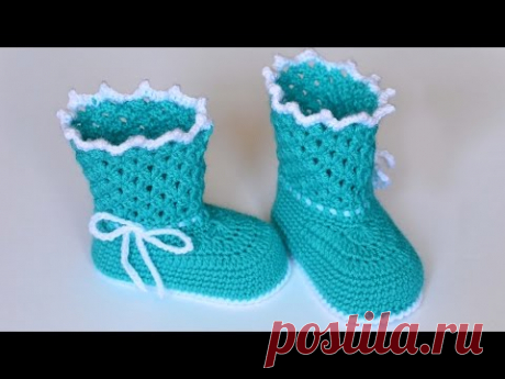 Пинетки сапожки крючком. Мастер класс. Booties crochet - YouTube