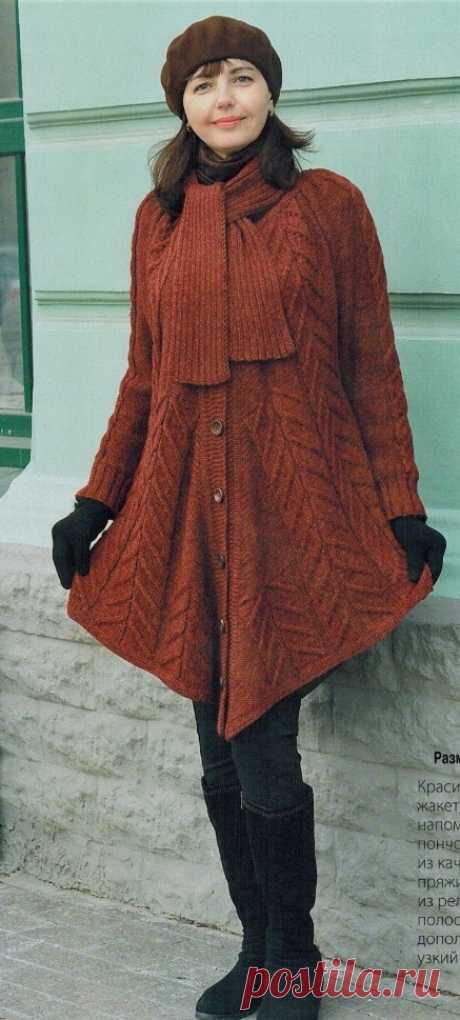 Пальто спицами - вязание спицами пальто для женщин