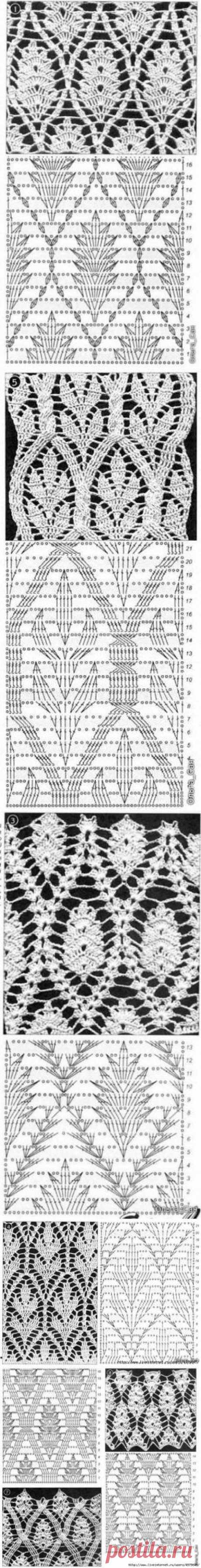 Листиковые узоры крючком.