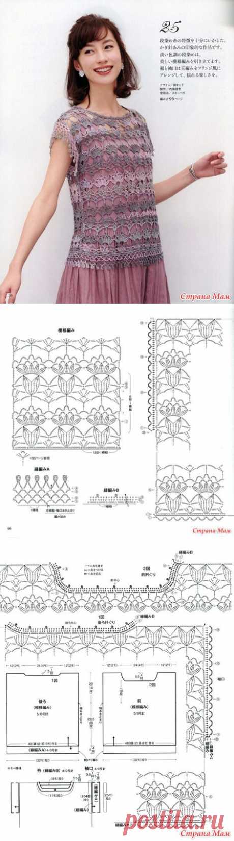 Ажурный топ крючком. - ВЯЗАНАЯ МОДА+ ДЛЯ НЕМОДЕЛЬНЫХ ДАМ - Страна Мам