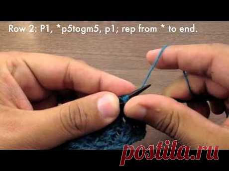 Звездочка спицами How to Knit the Lotus Flower Stitch (English Style) - YouTube