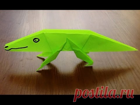 Оригами крокодил из бумаги. Поделки из бумаги своими руками. Origami Crocodile