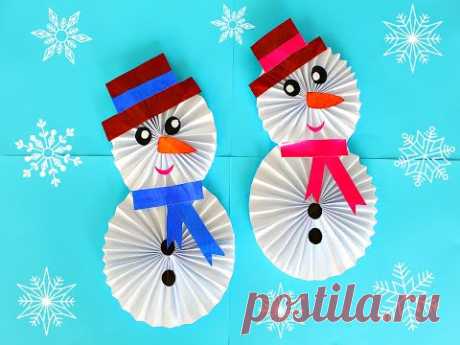 DIY Снеговик из бумаги своими руками.Новогодние поделки. Muñeco de nieve de papel.  Paper Snowman. - YouTube