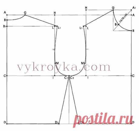 Построение основы лифа без вытачек для размеров 40-48 по итальянской методике