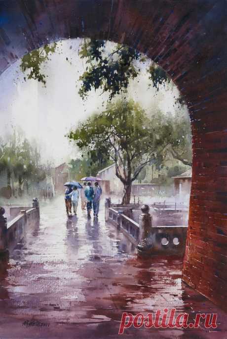 "Музыка дождя... Она прекрасна!" Акварели тайваньского художника Лин Чинг Че (Lin Ching-Che)