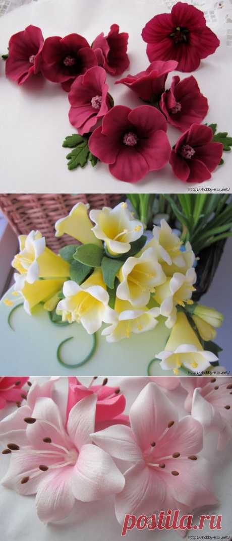 Лепка. Шикарные цветы из сахарной мастики для украшения тортов. Фото мастер- классы- много.