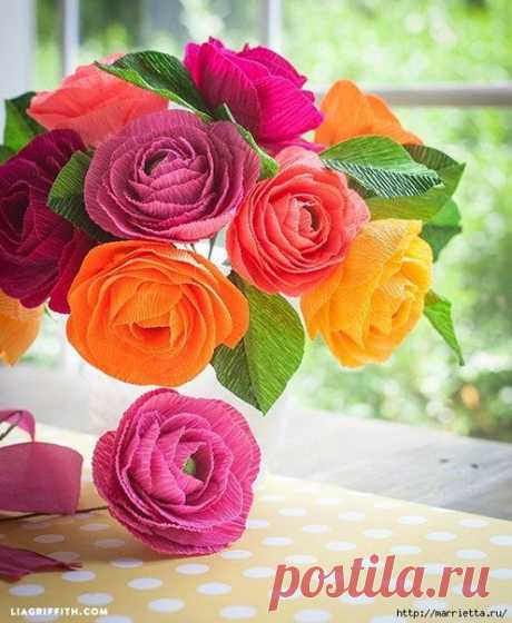 Радужные розы из гофробумаги.. | Конфетный рай