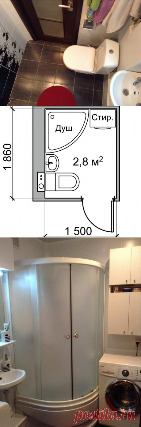 Ремонт в совмещенном санузле 2.8 кв. м. — Наши дома