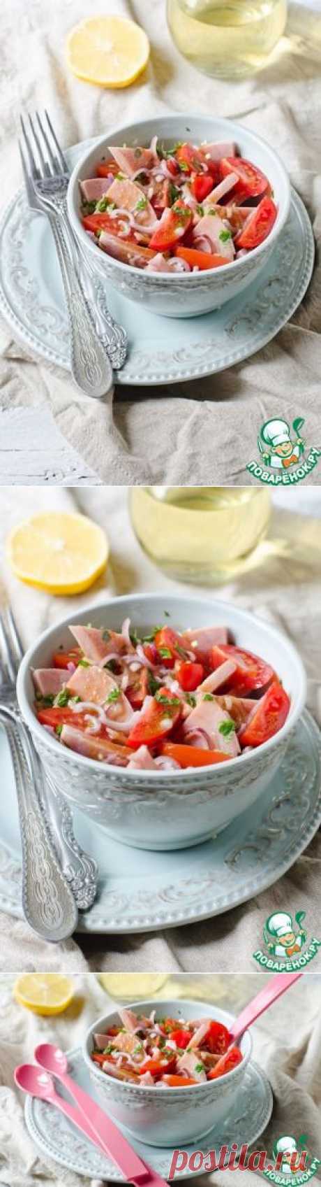 Салат с ветчиной, помидорами черри и красным луком - кулинарный рецепт