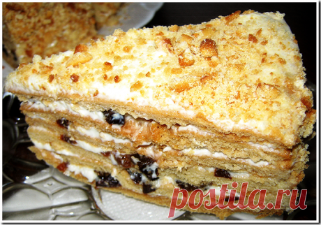 Медовый торт с черносливом и орехами: рецепт