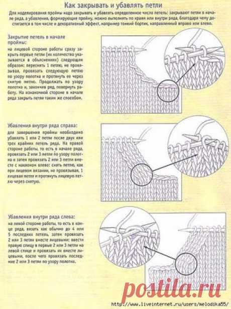 УЧИМСЯ УБАВЛЯТЬ И ЗАКРЫВАТЬ ПЕТЛИ ПРОЙМЫ.
 группа "Вязания, все со схемами" 
Чтобы не потерять жмите «поделиться»…
