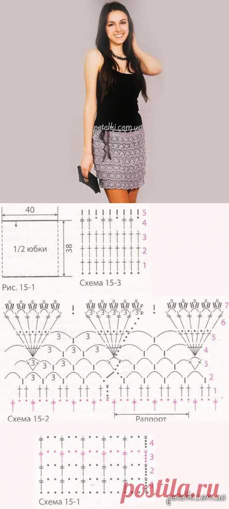 Вяжем крючком. Серая юбочка с рюшами. Описание, схемы