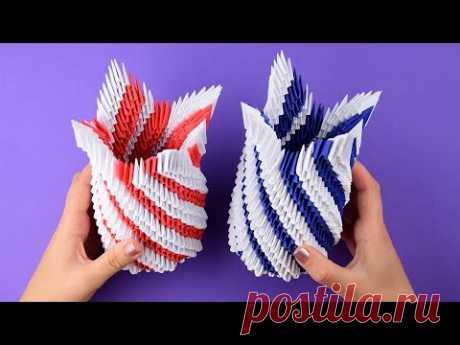 Как сделать вазу из бумаги в технике модульное оригами. Пошаговая сборка, мастер класс.