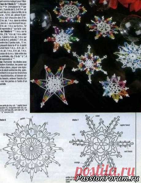 Снежинки крючком. Очень много схем - запись пользователя Елена в сообществе Вязание крючком в категории Вязаные крючком аксессуары
