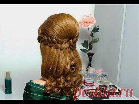 Праздничная  с двумя ажурными косами для длинных волос. Romantic hairstyle for long hair - YouTube