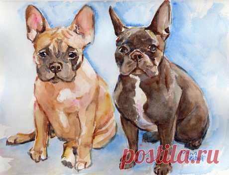 French Bull Dog by Maria Reichert French Bull Dog Painting by Maria Reichert