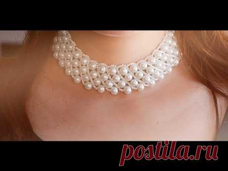 Pearl Jewelry Design   How to Make a Handmade White Pearl Bead Statement Necklace