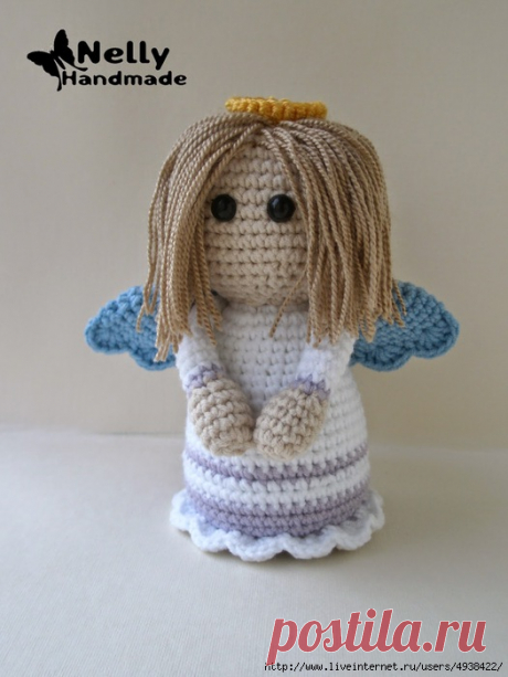 &gt;Ангелочек - описание. Волосы для вязаной куклы - МК.