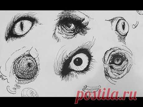 Pen &amp; Ink Drawing Tutorials | How to draw realistic animal eyes - YouTube
