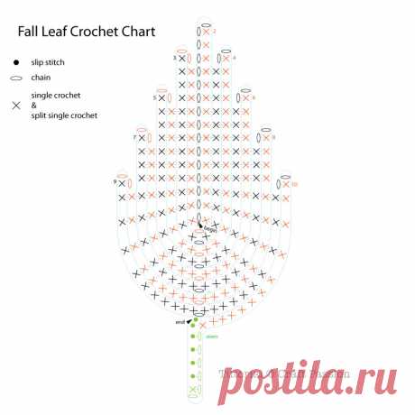 Fall Leaf - Бесплатный шаблон для вязания крючком | Craft Passion - бесплатный шаблон и учебник