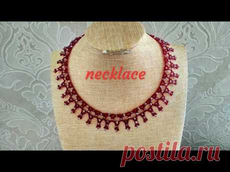 Tutorial - beaded necklace. Колье из бисера и бусин. МК