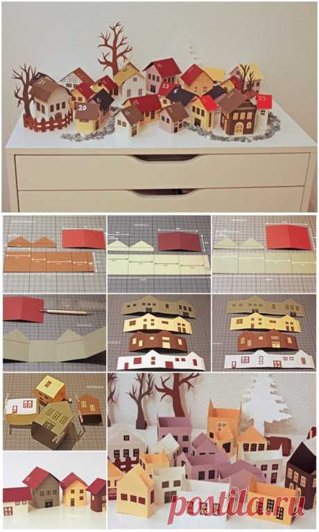 DIY My Winter City Paper Advent Calendar This is a amazing way to countdown to Christmas! It will be a wonderful gift. Click below link for translated version tutorial. DIY My Winter City Paper Advent Calendar