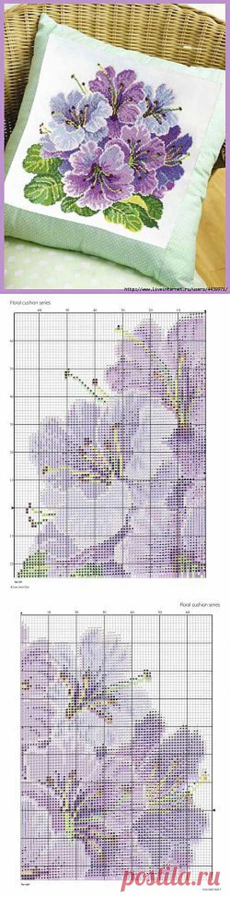 Подушка &quot;Цветочная&quot;-схема для вышивания крестом.
