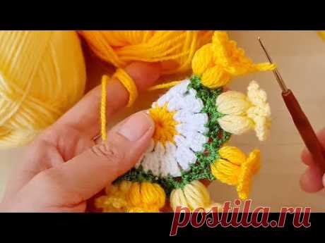 Super Easy Knitting krochet Muhteşem🌷🌷🌷 Lale örgü modeli Bardak altlığı yapımı