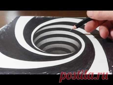 Drawing a Spiral Hole - Anamorphic Trick Art Illusion