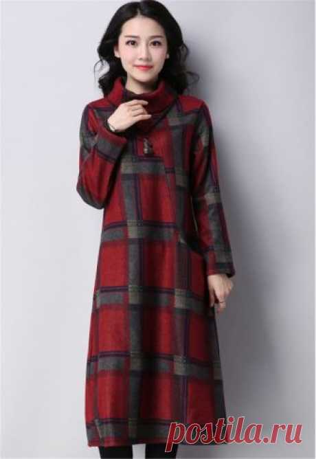 Trendy Warm Loose Winter Woolen Dress in a Beautiful Check with Collar Stand   New stylish Trendy Warm Loose Winter Woolen Dress in a Beautiful Check with Collar Stand in our spring-summer collection.

This dress is suitable for any shape and age as well as for any occasion. It will be equally convenient at home and on va...