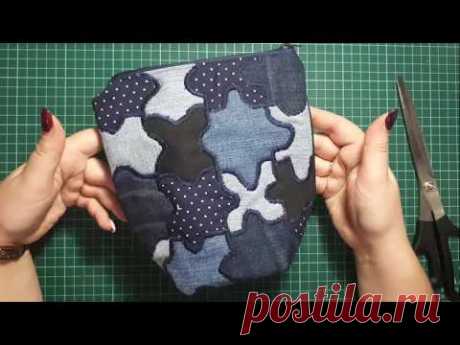 Эксперимент. утилизация джинсовых обрезков.#diy#patchwork#лоскутноешитье