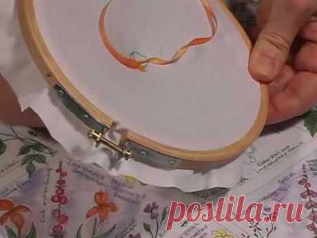▶ Spiderweb Rose with a French Knot center - YouTube