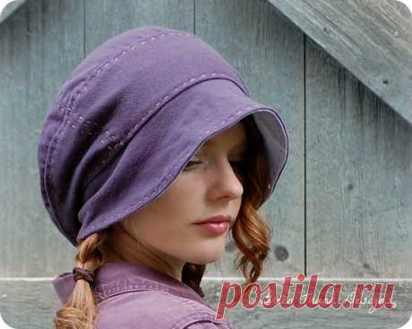 Brimmed Slouch Beanie Hat Purple Recycled T от GreenTrunkDesigns