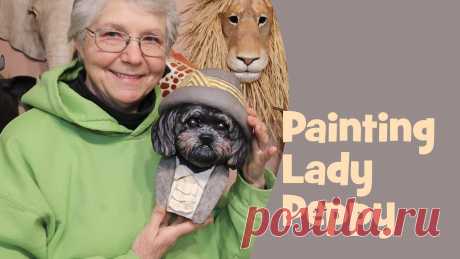 Painting Lady Peppy - Yes, I Finally Finished My Downton Abbey Shih Tzu Sculpture • Ultimate Paper Mache Painting Lady Peppy, my sculpture of my stepmother's Shih Tzu, dressed up in an outfit borrowed from Lady Edith in the Downton Abbey TV series.